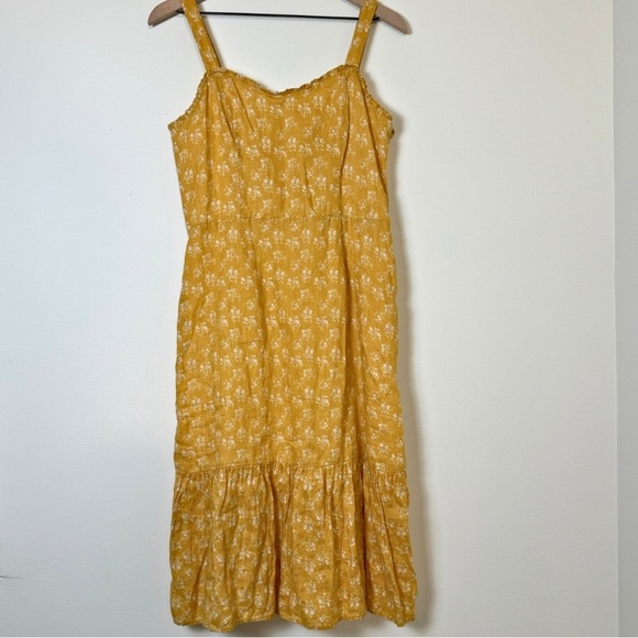 Cynthia Rowley Midi Dress | Sundress | Gold | Yellow | 100% Linen | Size 8 - Picture 3 of 12